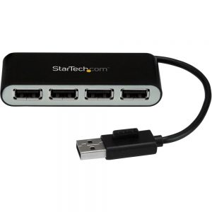 StarTech.com 4 Port Portable USB 2.0 Hub w/ Built-in Cable - 4 Port USB Hub - USB - External - 4 USB Port(s) - 4 USB 2.0 Port(s) - PC