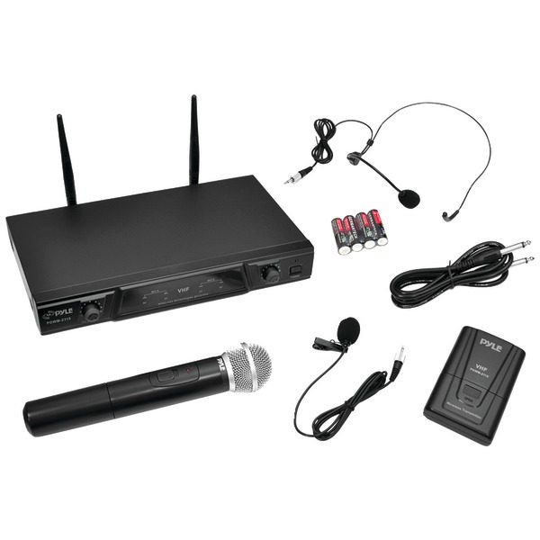 Pyle Pro PDWM2115 VHF Dual-Channel Wireless Microphone Receiver System with Independent Volume Control