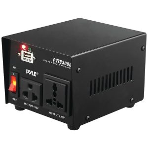 Pyle Pro PVTC300U Step Up and Step Down Voltage Converter Transformer with USB Charging Port (300-Watt)