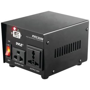 Pyle Pro PVTC320U Step Up and Step Down Voltage Converter Transformer with USB Charging Port (500-Watt)