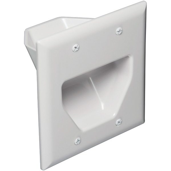 DataComm Electronics 45-0002-WH 2-Gang Recessed Low Voltage Cable Plate (White)