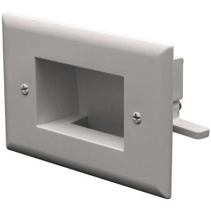 DataComm Electronics 45-0009-WH Easy-Mount Slim-Fit Recessed Low-Voltage Cable Plate