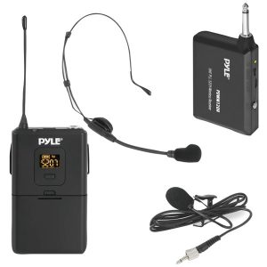Pyle PDWM12UH Wireless Microphone System Beltpack Transmitter with Headset and Lavalier Microphones