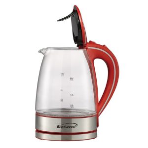 Brentwood Appliances KT-1900R 1.7-Liter Cordless Tempered-Glass Electric Kettle (Red)