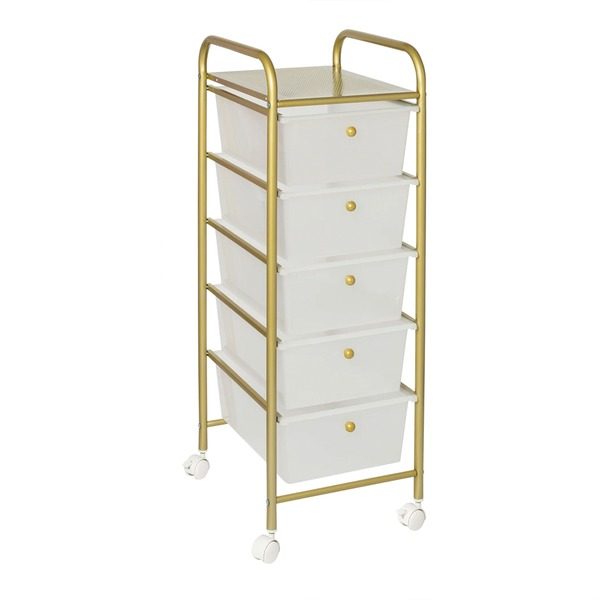 Honey-Can-Do CRT-08895 5-Drawer Rolling Storage Cart with Plastic Drawers