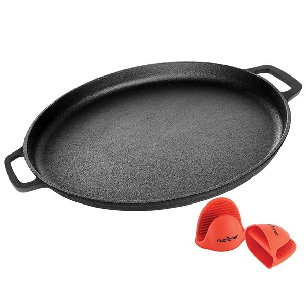NutriChef NCCIPD 14-Inch Cast Iron Pizza/Baking Pan