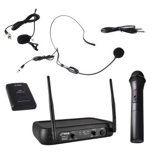 Pyle PDWM2140 Dual-Channel Fixed-Frequency VHF Wireless Microphone System with Independent Adjustable Volume Controls