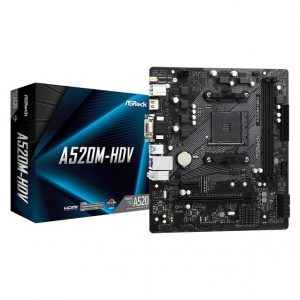 ASROCK A520M-HDV Socket AM4/ AMD A520/ DDR4/ SATA3&USB3.2/ M.2/ Micro ATX Motherboard