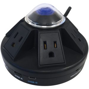 Accell D080B-033K Powramid C Power Center Surge Protector with USB-A and USB-C Charging Station (Black)