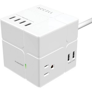 Accell D080B-047F Power Cube with Surge Protection (White)