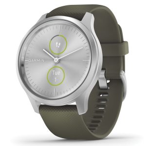 Garmin 010-02240-01 vivomove Style Hybrid Smartwatch (Silver Aluminum Case with Moss Silicone Band)