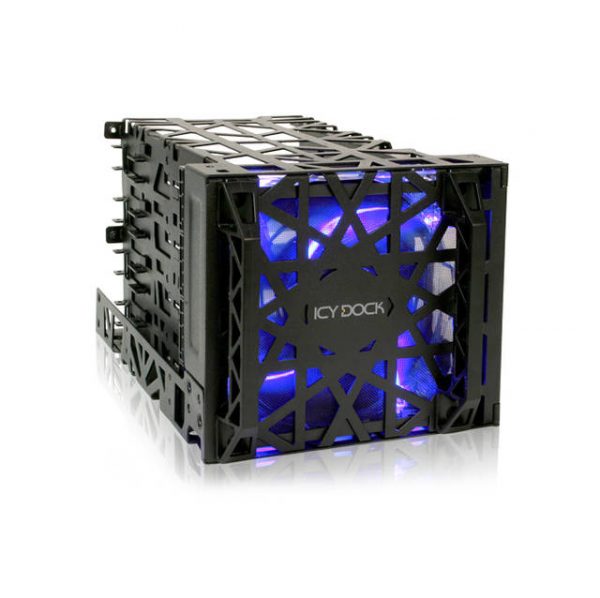 ICY DOCK Black Vortex MB074SP-B 4 Bay 3.5 inch Hard Drive Cooler Cage with 120mm Front LED Fan in 3x External 5.25 inch Bay (Black)