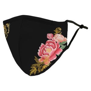 Weddingstar 5519-10 Adult Reusable/Washable Cloth Face Mask with Filter Pocket (Black Modern Floral)