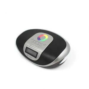 iKANOO BT009 Radio Clock Wireless Bluetooth/Wired 3.5mm Portable Speaker w/ Calendar Display & Touch Sensor (Silver)