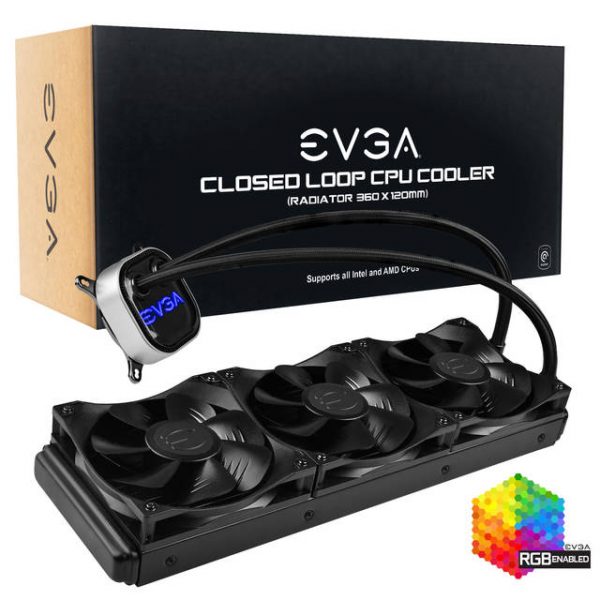 EVGA 400-HY-CL36-V1 360mm All-In-One RGB LED CPU Liquid Cooler for LGA20XX/1200/115X/1366 & AMD Socket AM2/AM3/AM4/FM1/FM2/TR4