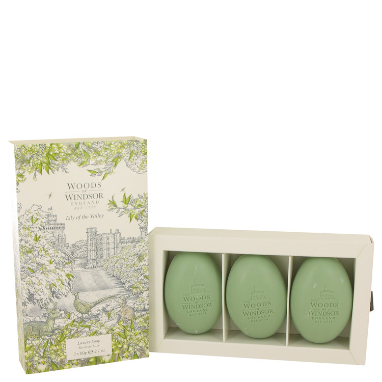 Lily Of The Valley (woods Of Windsor) Perfume By Woods Of Windsor Three 2.1 oz Luxury Soaps Lily Of The Valley (woods Of Windsor) Perfume By Woods Of Windsor Three 2.1 oz Luxury Soaps