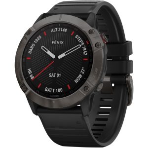 Garmin 010-02157-10 fenix 6X Sapphire Multisport GPS Watch (Carbon Gray DLC with Black Band)