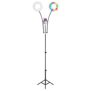 Supersonic SC-2710SR PRO Live Stream Double 8-Inch LED Selfie RGB Ring Light with Tripod Stand