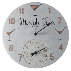 Taylor Precision Products 5265971 14-Inch Clock with Thermometer (Martini Time)
