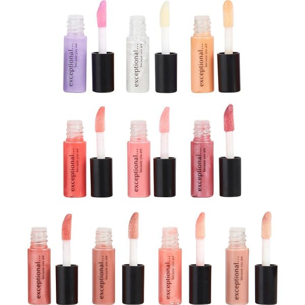 10 PIECE MINI LIP GLOSS SET EACH 0.04 OZ/1.2 mL - EXCEPTIONAL-BECAUSE YOU ARE by Exceptional Parfums