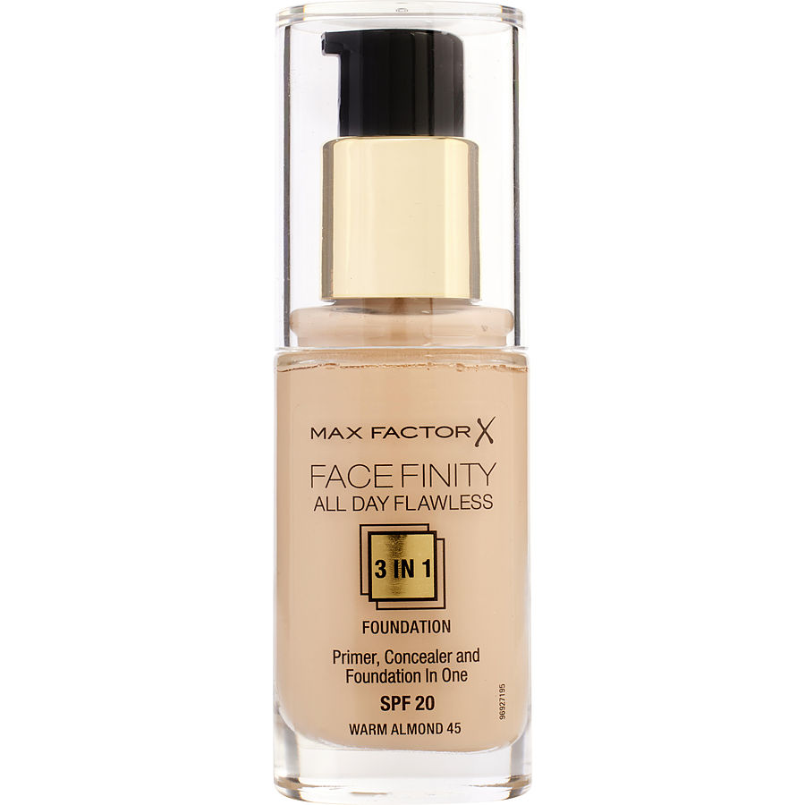 Face Finity All Day Flawless 3 in 1 Foundation SPF20 - #45 Warm Almond --30ml/1oz - Max Factor by Max Factor Face Finity All Day Flawless 3 in 1 Foundation SPF20 - #45 Warm Almond --30ml/1oz - Max Factor by Max Factor