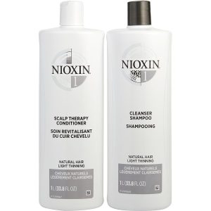 SYSTEM 1 SCALP THERAPY CONDITIONER AND CLEANSER SHAMPOO FOR NATURAL HAIR WITH LIGHT THINNING LITER DUO - NIOXIN by Nioxin