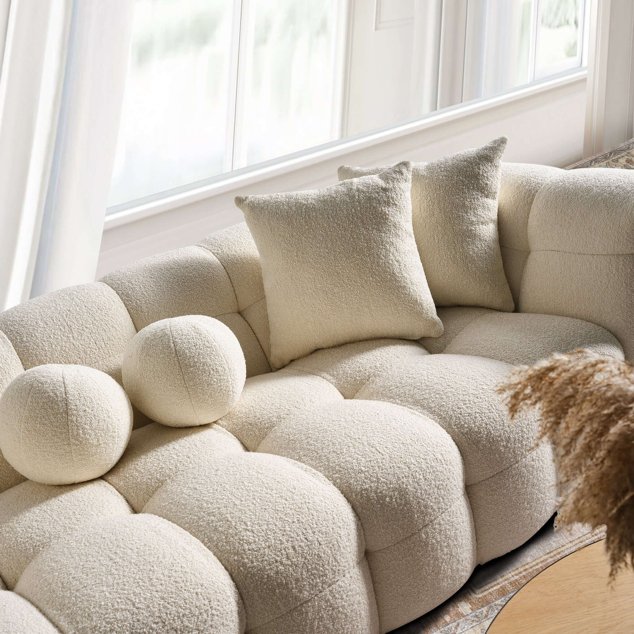 Alana Tufted Ivory Boucle Sofa Alana Tufted Ivory Boucle Sofa