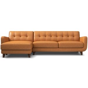 Allison Tan Leather Sectional Sofa Chaise