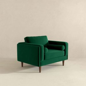 Amber Dark Green Velvet Lounge Chair