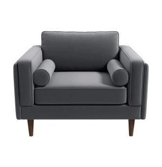 Amber Grey Velvet Lounge Chair