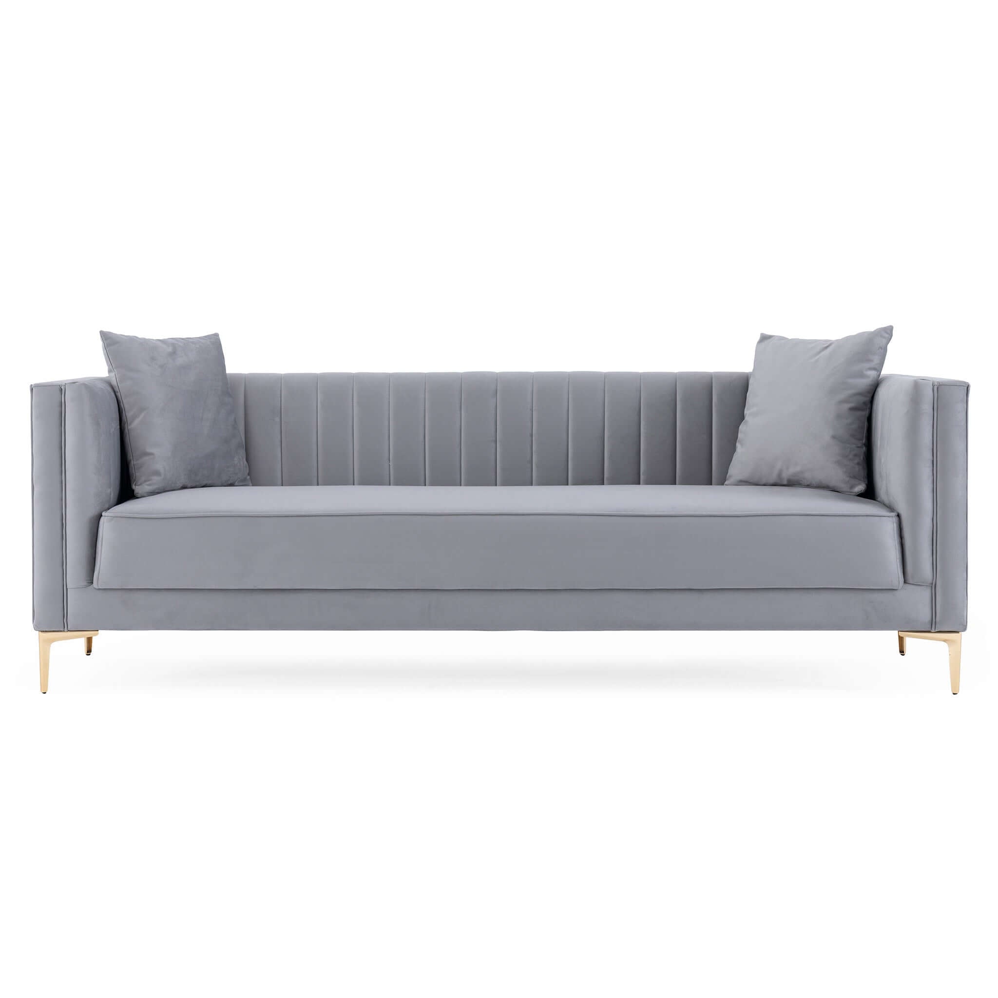 Angelina Mid-Century Modern Light Grey Velvet Tufted Sofa Angelina Mid-Century Modern Light Grey Velvet Tufted Sofa