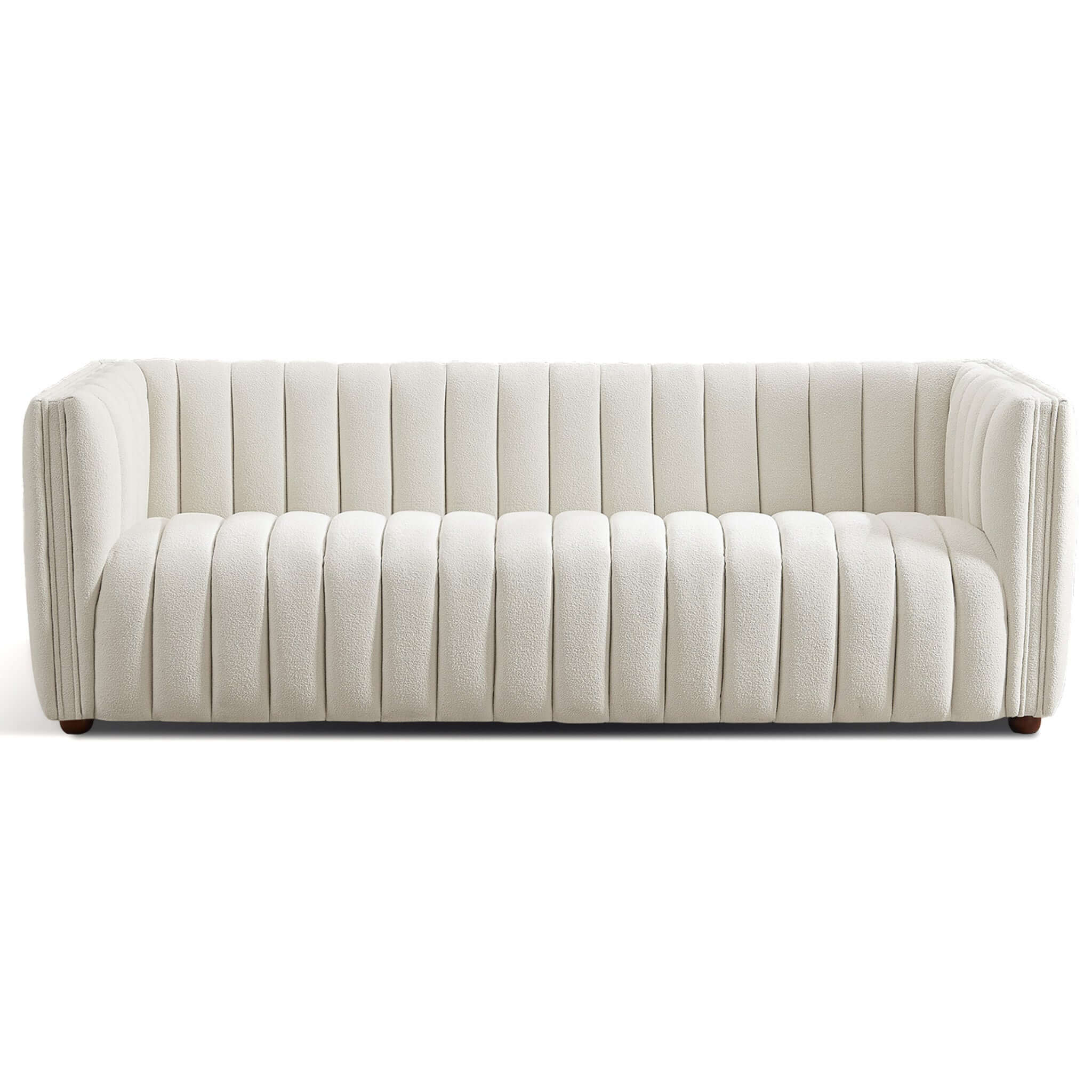 April Mid Century Modern Luxury Tight Back Beige Boucle Couch April Mid Century Modern Luxury Tight Back Beige Boucle Couch