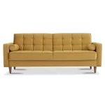 Baneton Mid-Century Modern Yellow Velvet Sleeper Sofa
