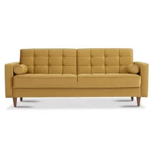 Baneton Mid-Century Modern Yellow Velvet Sleeper Sofa