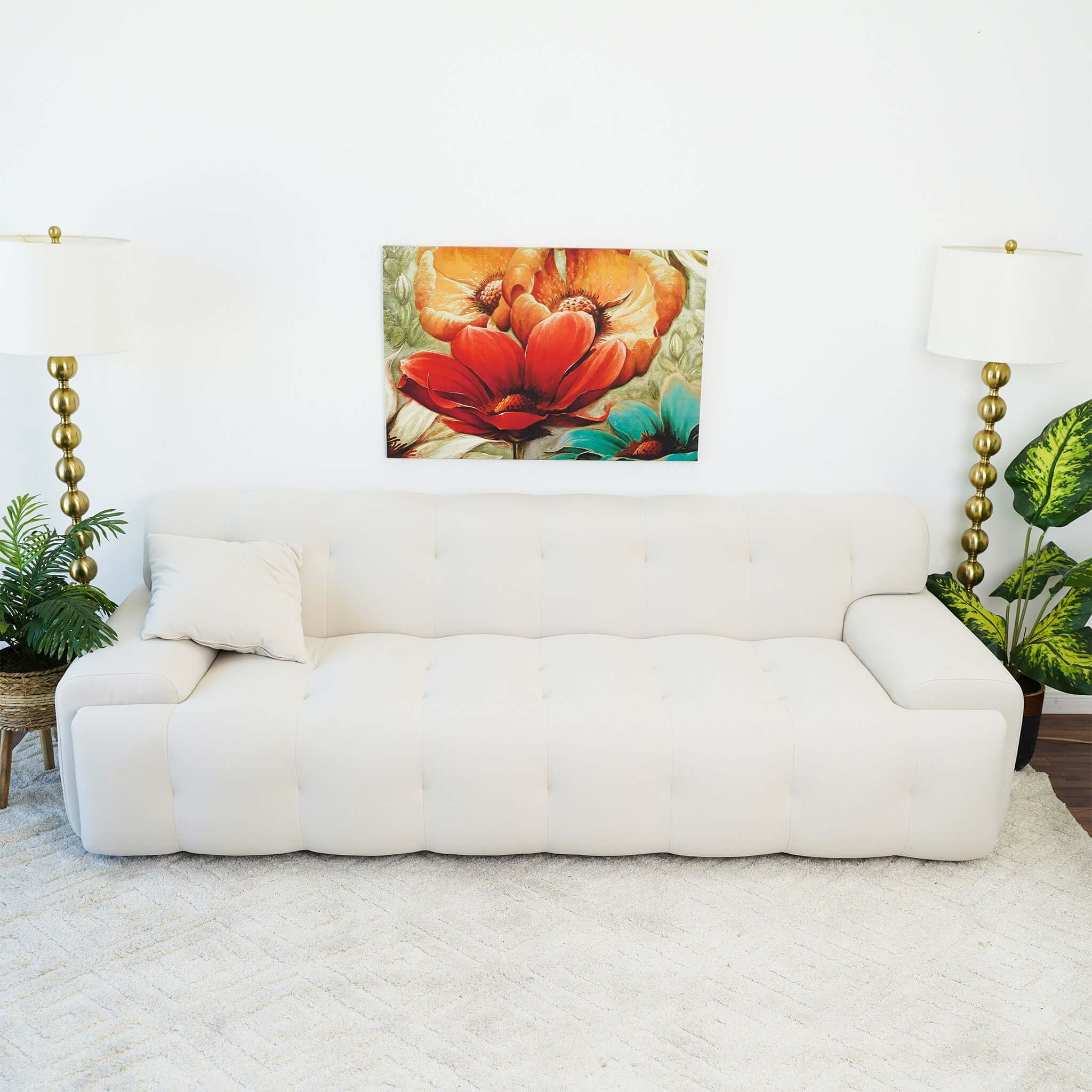 Brampton Cream Velvet Sofa 90 inch Brampton Cream Velvet Sofa 90 inch