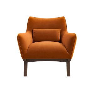 Brayden Mid Century Modern Burnt Orange Velvet Armchair