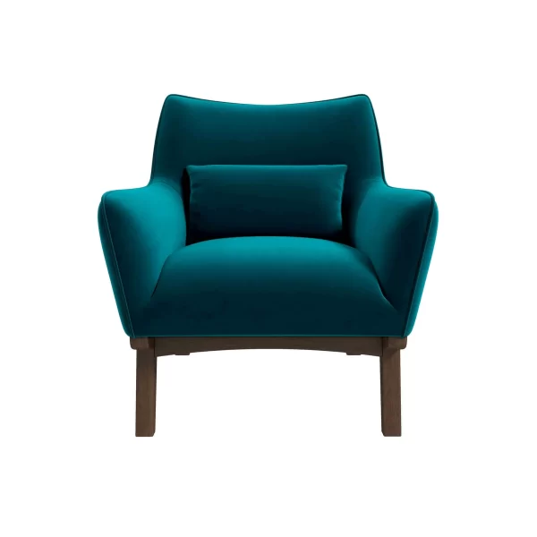Brayden Mid Century Modern Turquoise Velvet Armchair