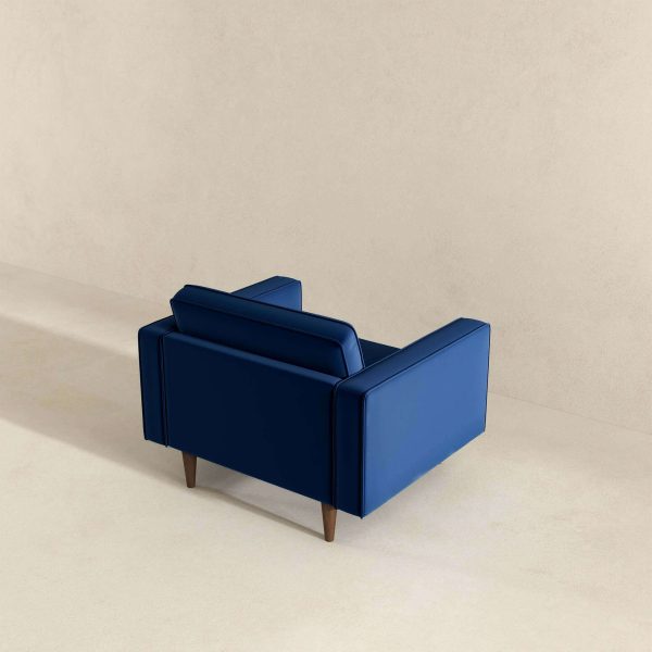 Casey Mid-Century Modern Blue Velvet Lounge Chair
