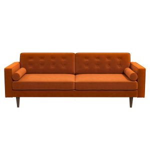 Casey Mid Century Modern Burnt Orange Velvet Sofa