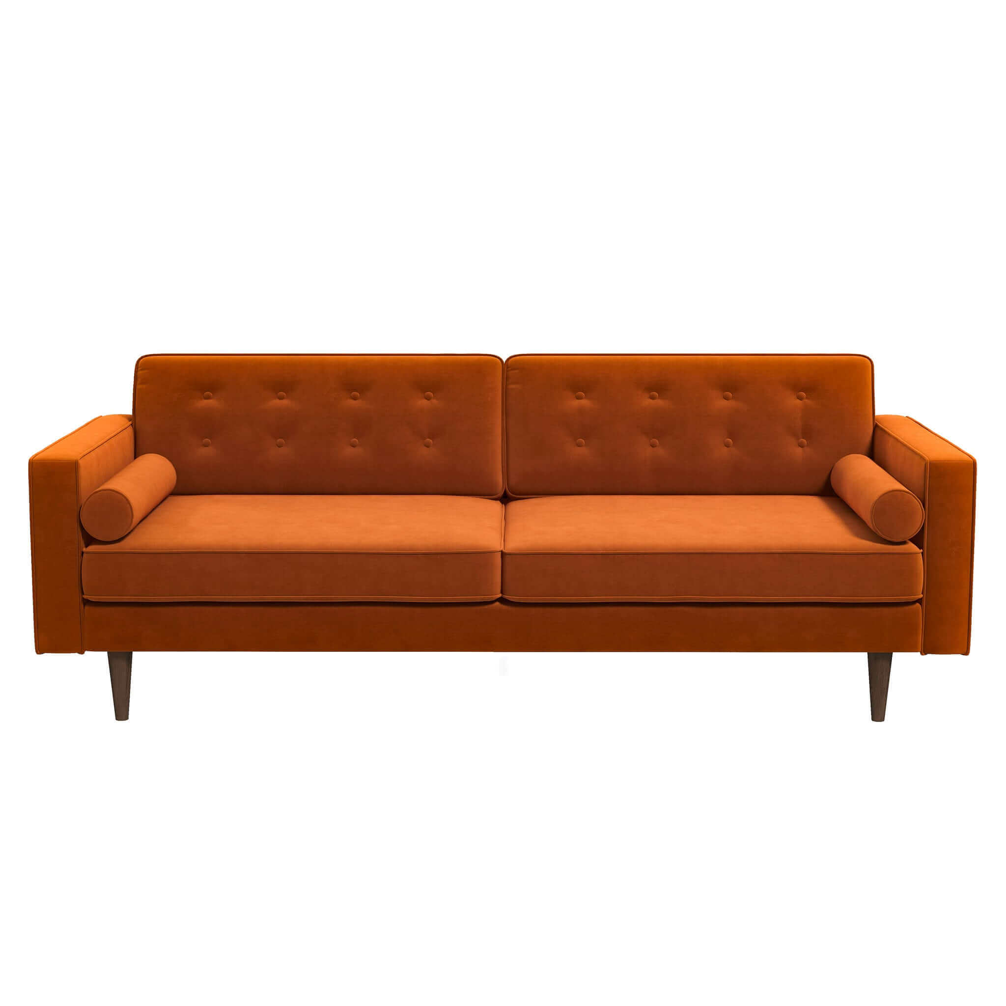 Casey Mid Century Modern Burnt Orange Velvet Sofa Casey Mid Century Modern Burnt Orange Velvet Sofa