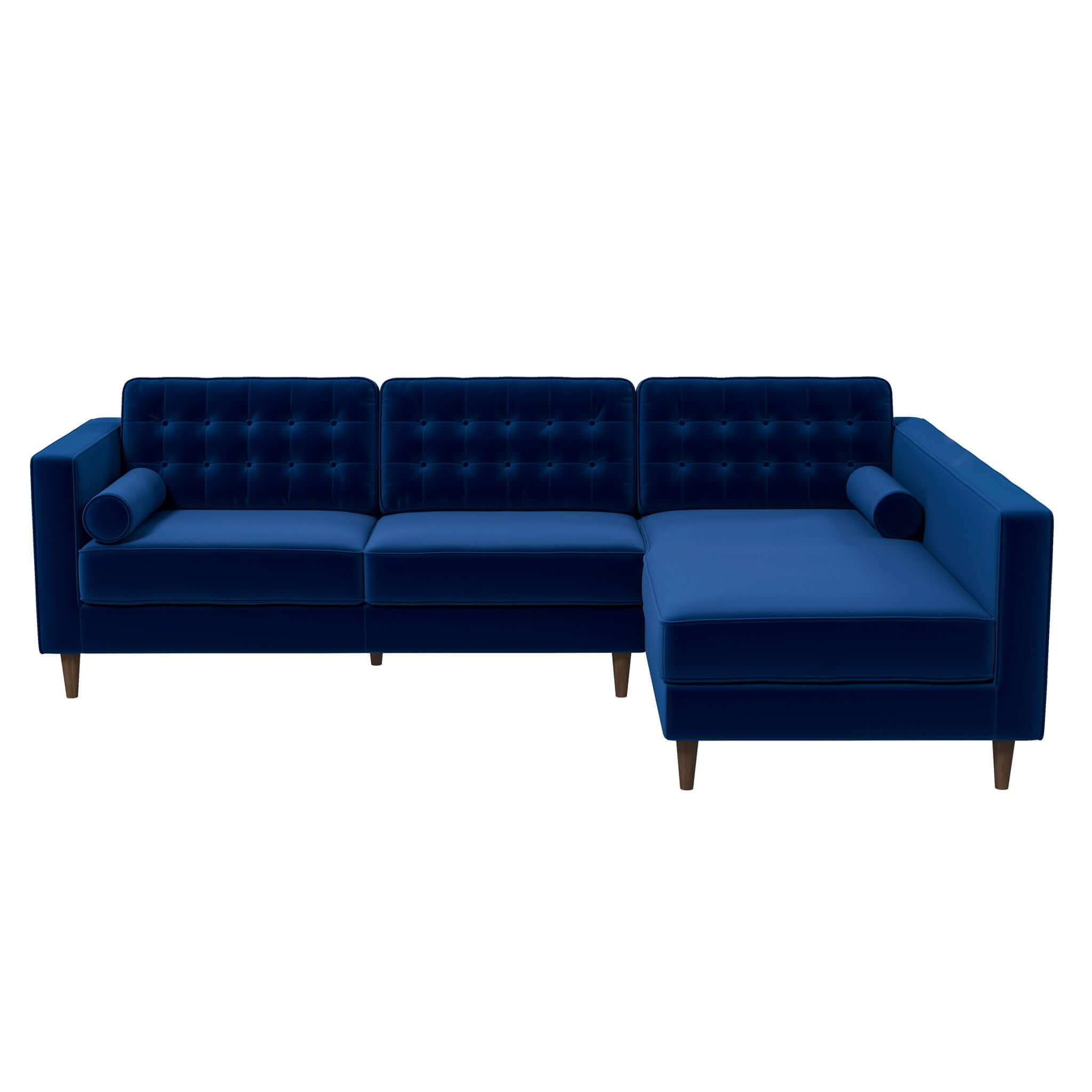 Christian Mid-Century Modern Blue Velvet Sectional Sofa Christian Mid-Century Modern Blue Velvet Sectional Sofa