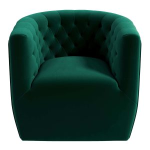 Delaney Mid-Century Modern Green Velvet  Swivel Chair