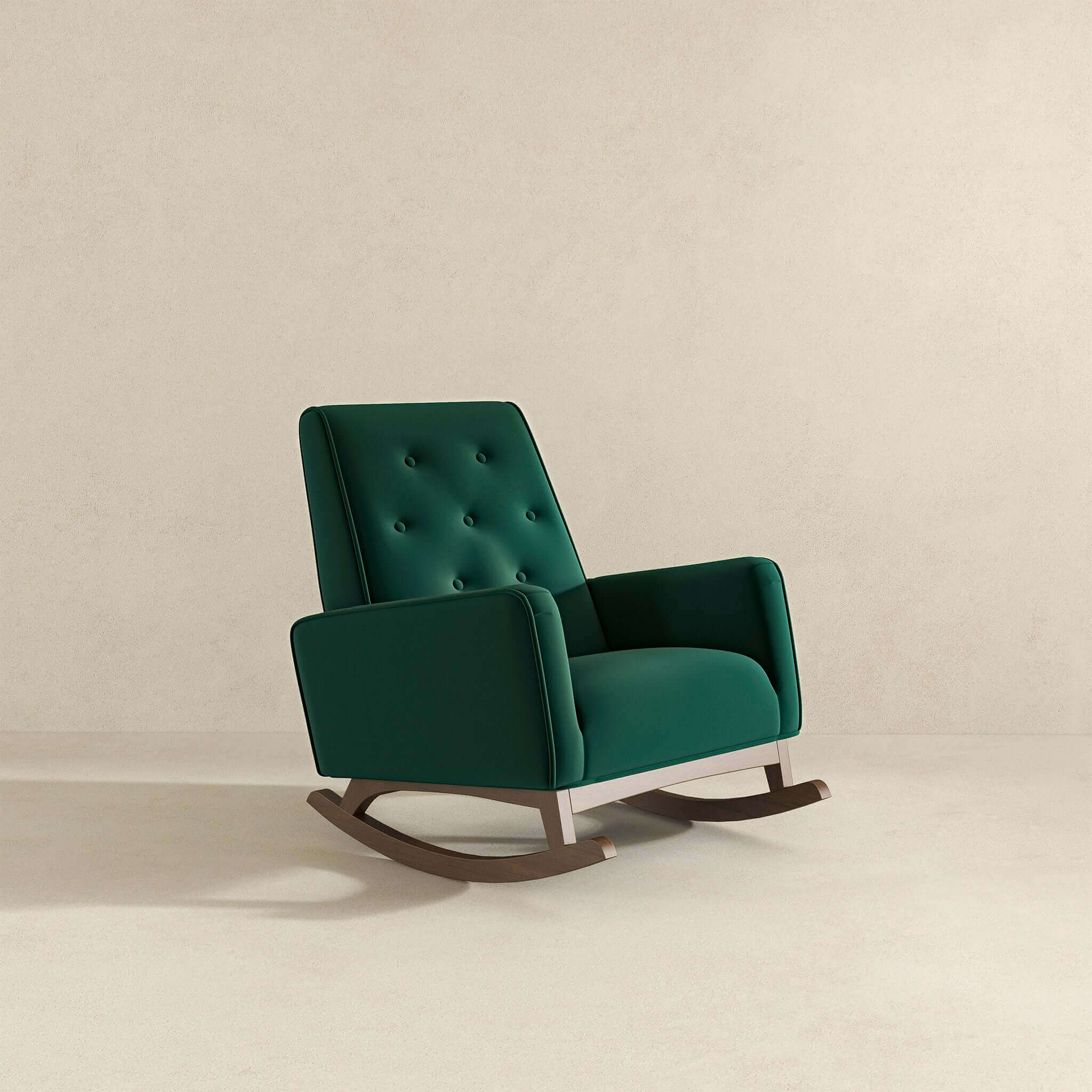 Demetrius Mid-Century Modern Green Velvet Solid Wood Rocking Chair Demetrius Mid-Century Modern Green Velvet Solid Wood Rocking Chair