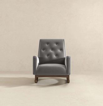 Demetrius Mid-Century Modern Light Grey Fabric Solid Wood Rocking Chair