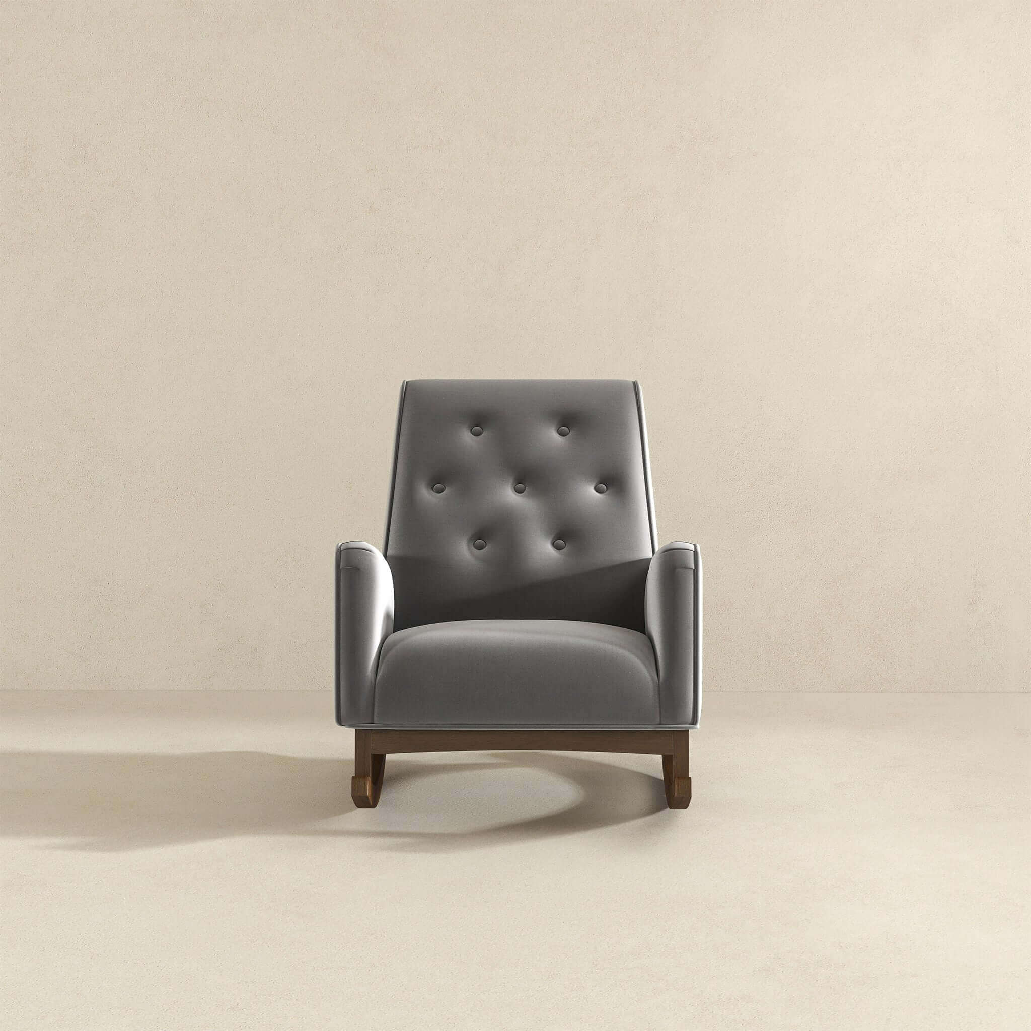 Demetrius Mid-Century Modern Light Grey Fabric Solid Wood Rocking Chair Demetrius Mid-Century Modern Light Grey Fabric Solid Wood Rocking Chair