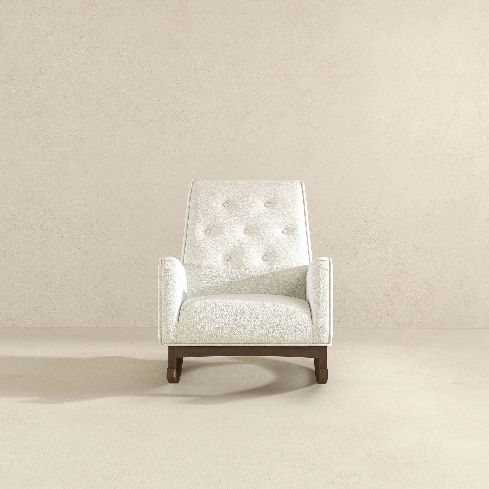 Demetrius Mid-Century Modern White Boucle Solid Wood Rocking Chair Demetrius Mid-Century Modern White Boucle Solid Wood Rocking Chair