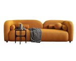 Emma Mid Century Modern Luxury Cognac Leather Sofa
