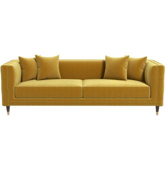 Edward Mid Century Modern Yellow Mustard Velvet Sofa