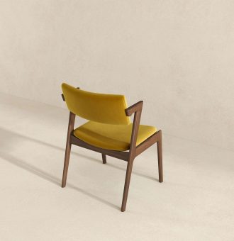 Edwin Mid Century Modern Dark Yellow Velvet Dining Chair  Set of 2