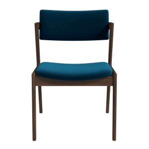 Edwin Mid Century Modern Teal Velvet Dining Chair  Set of 2